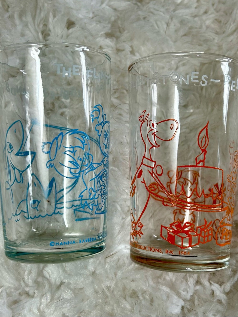Vintage Flintstones Welch’s Jelly Jar Glasses  (Set of 2) 1960’s